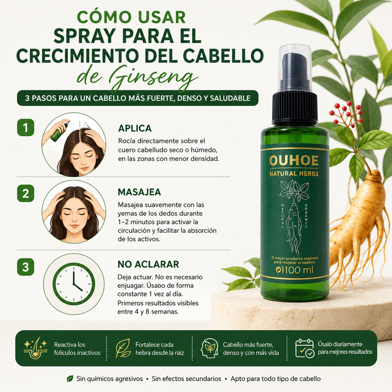 Spray para el Crecimiento del Cabello de Ginseng