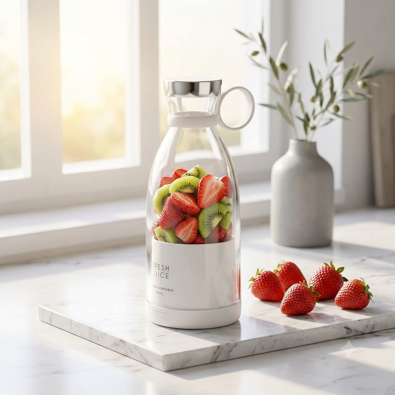 Mini liquidificador portátil de copo branco