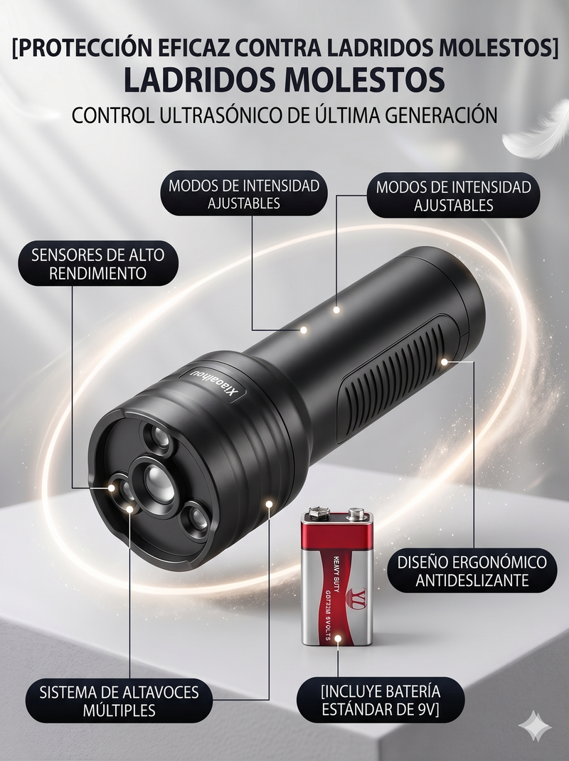 Dispositivo de control ultrasónico antiladridos para mascotas