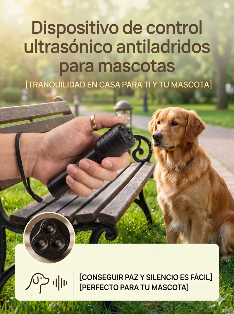 Dispositivo de control ultrasónico antiladridos para mascotas